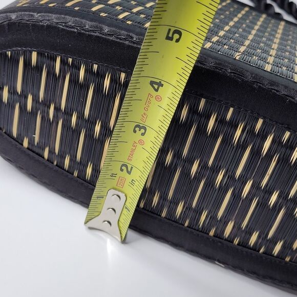 BASKETS OF CAMBODIA black tan top zip multi compartment tote bag purse LIKE NEW - Picture 2 of 16